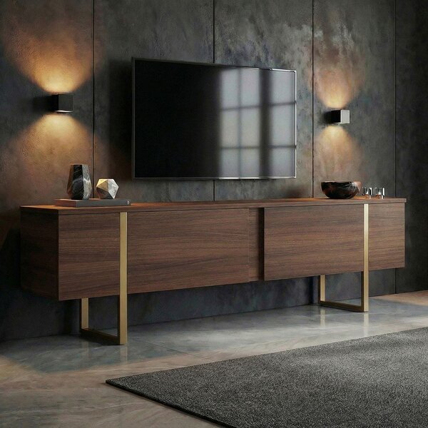 TV omarica v orehovem dekorju v temni naravni barvi 180x50x30 cm Onera – Kalune Design