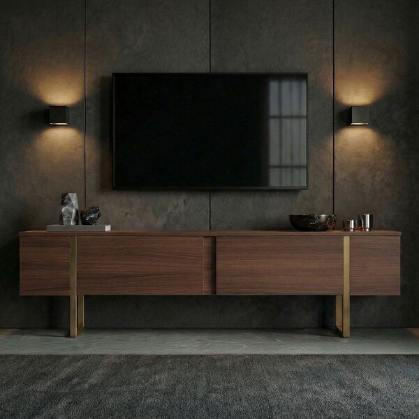 TV omarica v orehovem dekorju v temni naravni barvi 180x50x30 cm Onera – Kalune Design