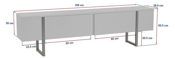 Črna TV omarica 180x50x30 cm Onera – Kalune Design