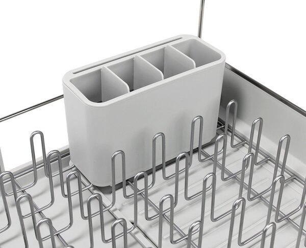 Plastičen nastavljiv odcejalnik posode v srebrni barvi 35,5x38 cm Extend Steel Plus – Joseph Joseph