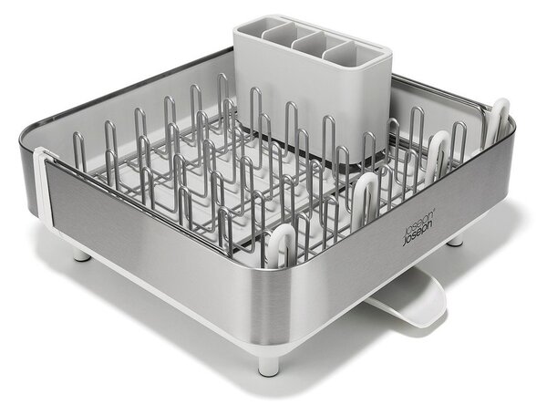 Plastičen nastavljiv odcejalnik posode v srebrni barvi 35,5x38 cm Extend Steel Plus – Joseph Joseph