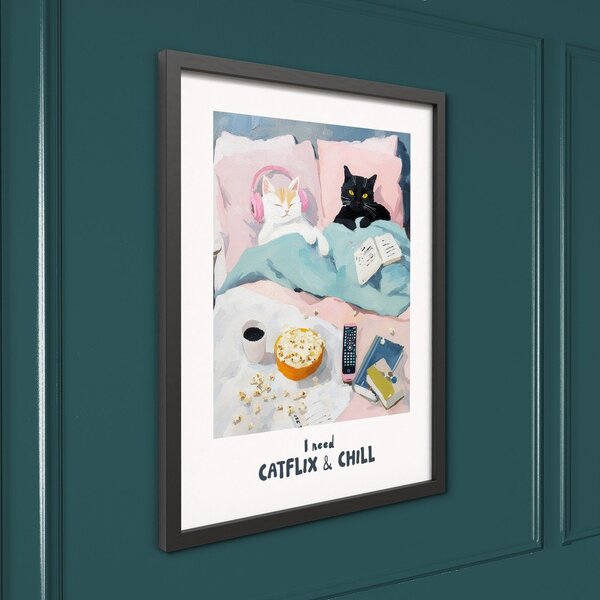 Tiskana slika z okvirjem 30x40 cm Catflix – Styler