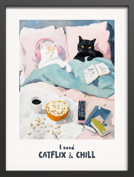 Tiskana slika z okvirjem 30x40 cm Catflix – Styler