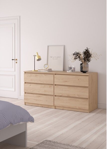 Komoda v hrastovem dekorju v naravni barvi 154x76x50 cm Naia – Tvilum