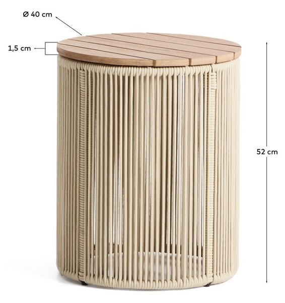 Okrogla vrtna mizica z mizno ploščo iz akacije ø 40 cm Dandara – Kave Home