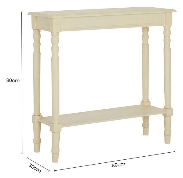 Slonokoščena stranska mizica iz masivnega bora 30x80 cm Heritage – Premier Housewares