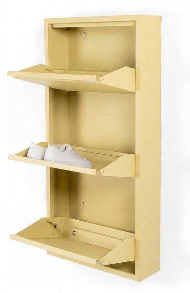 Svetlo rumena jeklena preklopna/stenska omarica za čevlje 50x103x15 cm Billy – Spinder Design