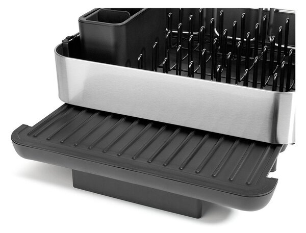 Črn plastičen nastavljiv odcejalnik posode 35,5x38 cm Extend Steel Plus – Joseph Joseph