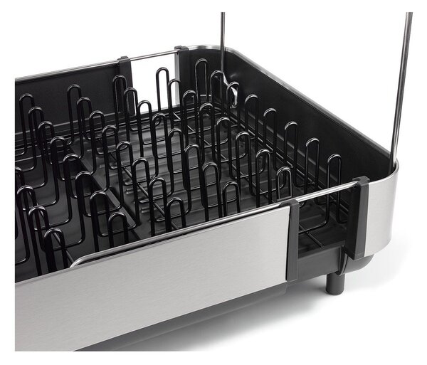 Črn plastičen nastavljiv odcejalnik posode 35,5x38 cm Extend Steel Plus – Joseph Joseph