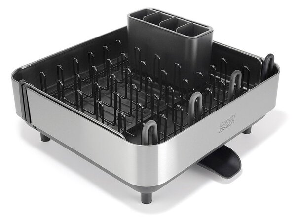Črn plastičen nastavljiv odcejalnik posode 35,5x38 cm Extend Steel Plus – Joseph Joseph