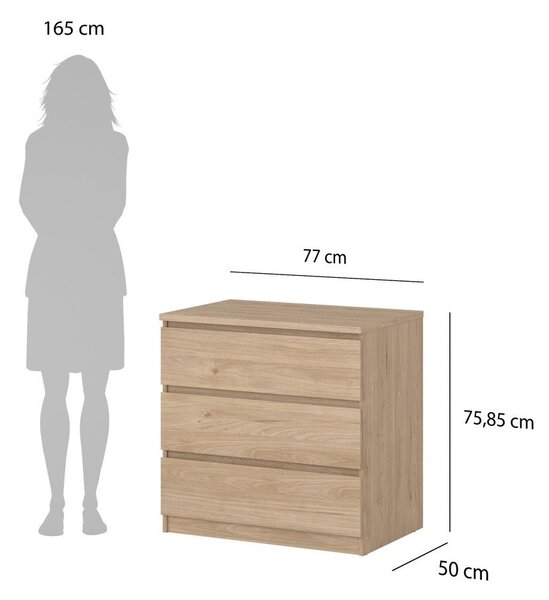 Komoda v hrastovem dekorju v naravni barvi 77x76x50 cm Naia – Tvilum