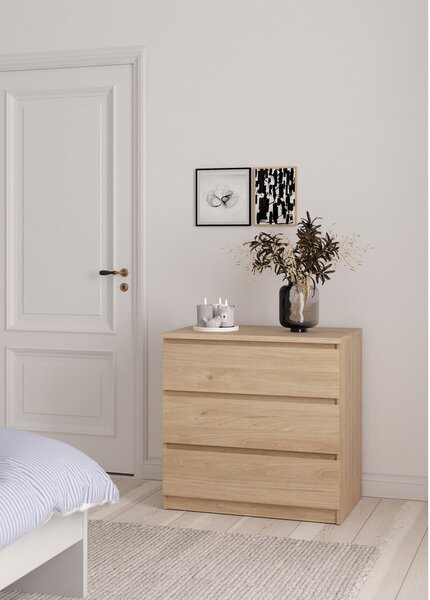 Komoda v hrastovem dekorju v naravni barvi 77x76x50 cm Naia – Tvilum