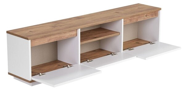 Bela/v naravni barvi TV omarica v borovem dekorju 160x42x30 cm Sentinel – Kalune Design