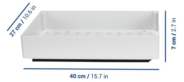 Bela plastična nastavljiva dodatna kuhinjska polica 27x40 cm Simon – Wenko