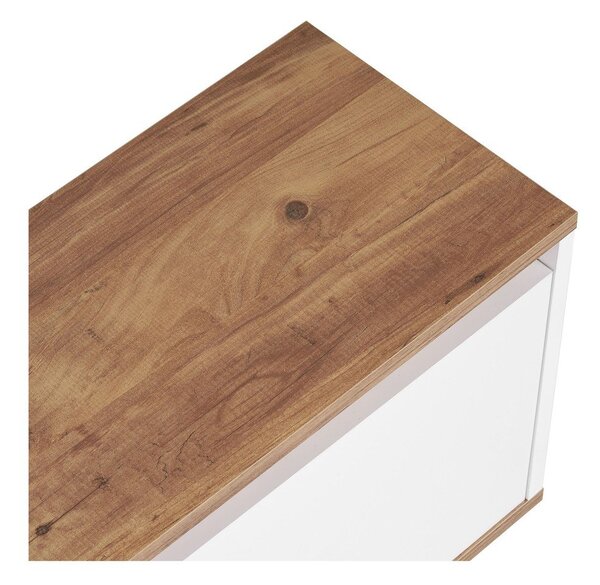 Bela/v naravni barvi TV omarica v borovem dekorju 160x42x30 cm Sentinel – Kalune Design