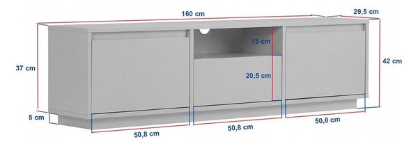 Bela TV omarica 160x42x30 cm Sentinel – Kalune Design