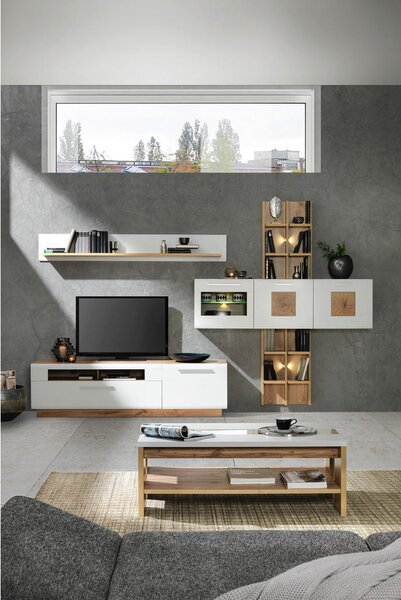 DNEVNI REGAL, bela, barve hrasta