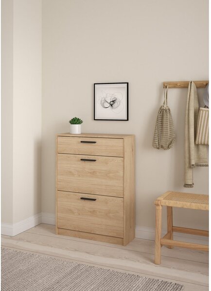 Preklopna omarica za čevlje v hrastovem dekorju v naravni barvi 70x94x24 cm Escape – Tvilum