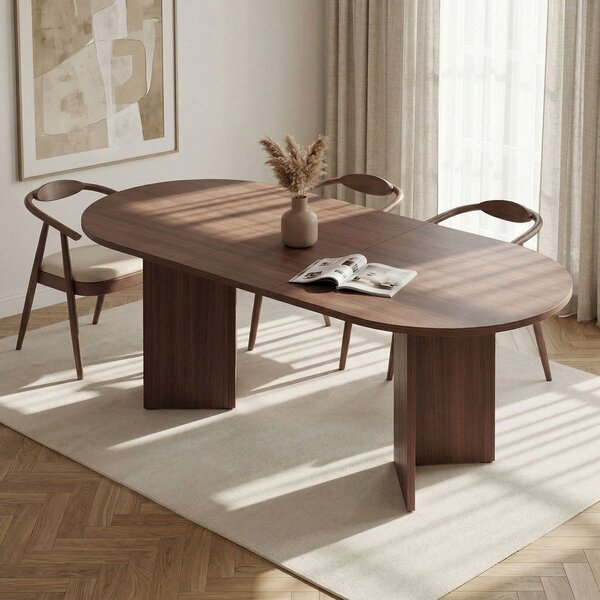 Raztegljiva jedilna miza z dodatno ploščo v orehovem dekorju 90x160 cm Sorell – Kalune Design