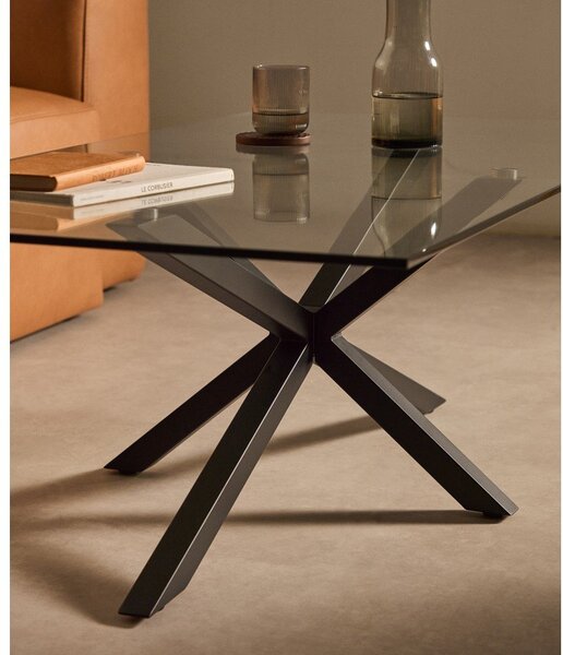 Črna klubska mizica s stekleno mizno ploščo 70x130 cm Argo – Kave Home