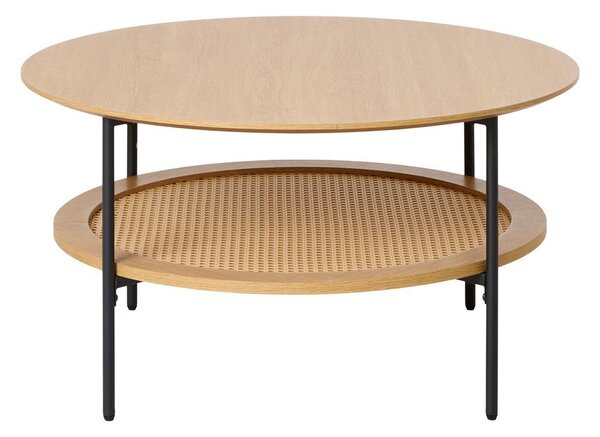 Okrogla klubska mizica v hrastovem dekorju v naravni barvi ø 80 cm Pensacola – Unique Furniture