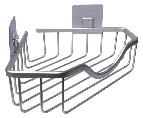 Aluminijasta kopalniška polica v sijajno srebrni barvi z namestitvijo brez vrtanja/kotna Filaire Aluminium – douceur d'intérieur