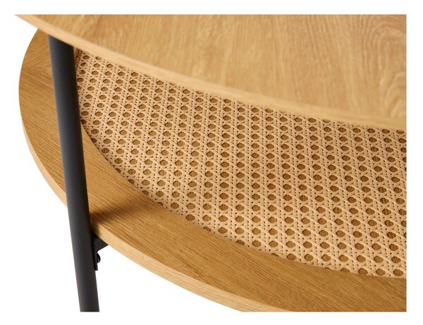 Okrogla klubska mizica v hrastovem dekorju v naravni barvi ø 80 cm Pensacola – Unique Furniture