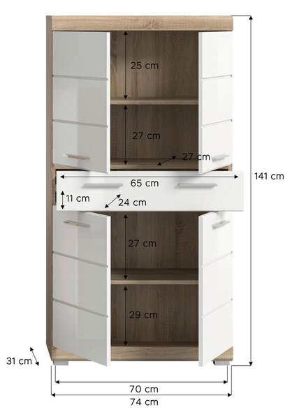 SREDNJE VISOKA OMARA 74/141/31 cm