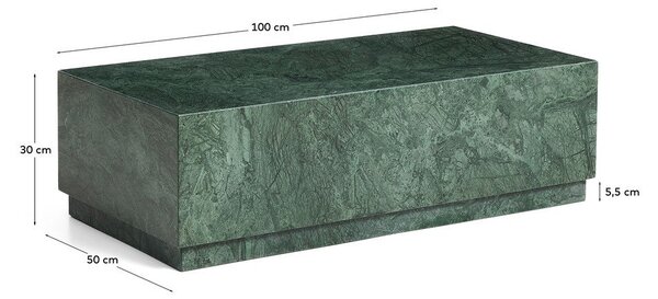 Zelena marmorna klubska mizica 50x100 cm Sorein – Kave Home