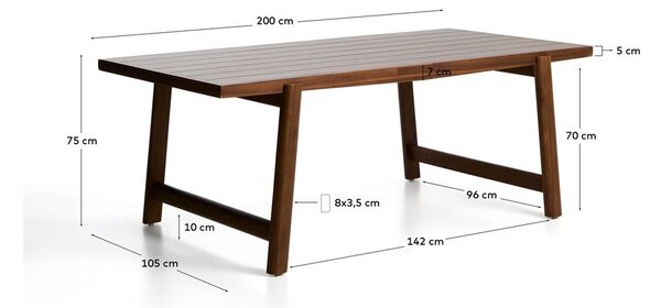 Vrtna miza z mizno ploščo iz akacije 100x200 cm Itani – Kave Home