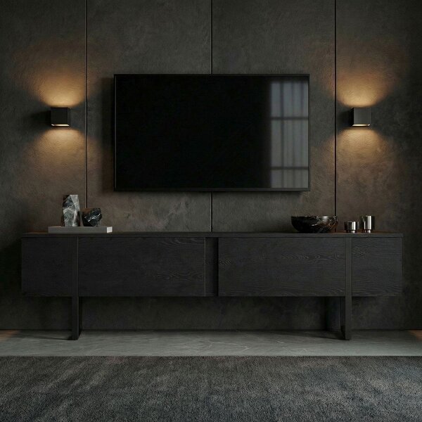 Črna TV omarica 180x50x30 cm Onera – Kalune Design