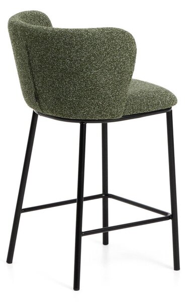 Temno zelen oblazinjen barski stol (višina sedeža 65 cm) Ciselia – Kave Home
