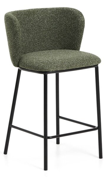 Temno zelen oblazinjen barski stol (višina sedeža 65 cm) Ciselia – Kave Home