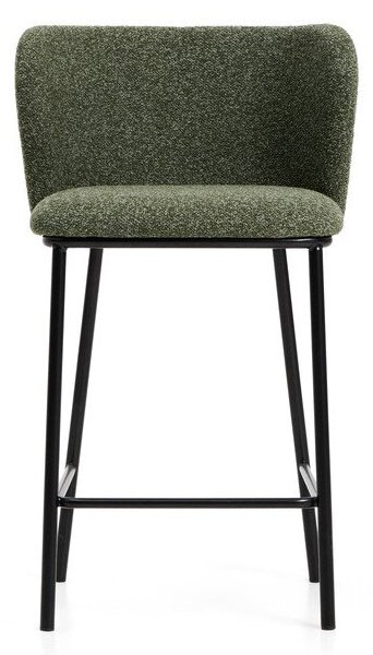 Temno zelen oblazinjen barski stol (višina sedeža 65 cm) Ciselia – Kave Home