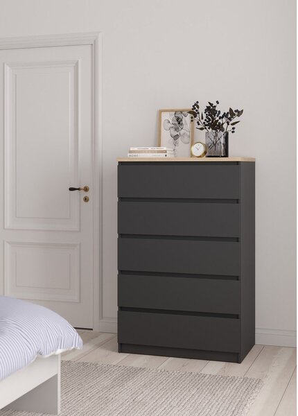 Temno siva komoda 77x121x50 cm Naia – Tvilum