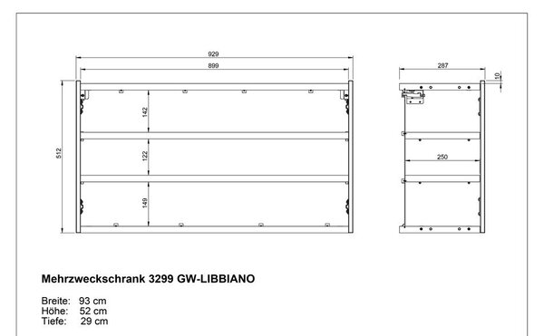 Kremno bela stenska omarica v hrastovem dekorju 93x52x29 cm Libbiano – Germania