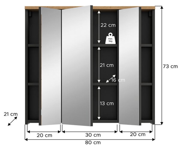 OMARA Z OGLEDALOM 80/73/21 cm