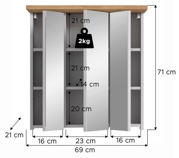 OMARA Z OGLEDALOM 69/71/21 cm