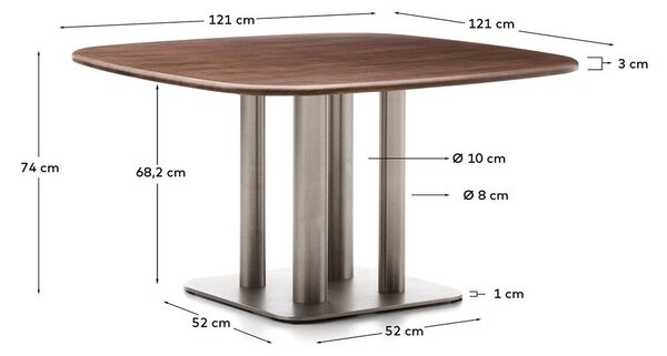 Jedilna miza v orehovem dekorju 121x121 cm Melvar – Kave Home