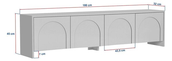 Bela TV omarica 180x45x32 cm Aurelia – Kalune Design
