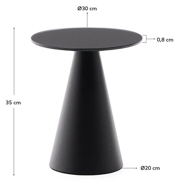 Okrogla stranska mizica s stekleno mizno ploščo ø 30 cm Wilshire – Kave Home