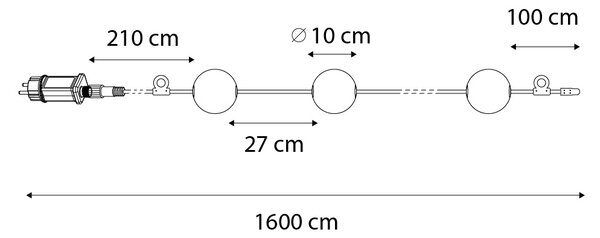 Moderne buiten lichtsnoer 8M incl. LED 14-lichts - Malai