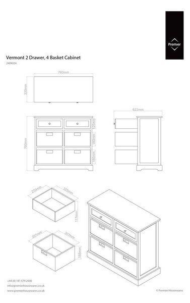 Slonokoščena komoda iz masivne pavlonije 76x70x33 cm Vermont – Premier Housewares
