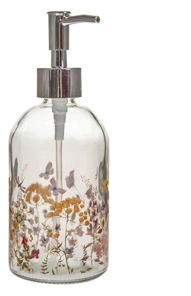 Steklen dozirnik za milo 390 ml Flowers – Dakls