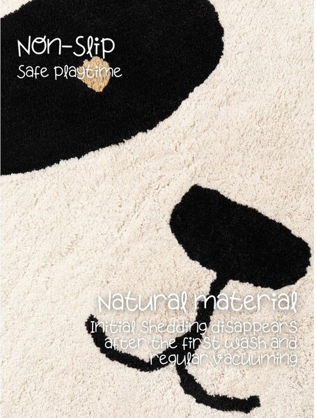 Črna/kremno bela pralna/ročno tkana bombažna otroška preproga 103x120 cm Snuggle Patsy – Hanse Home