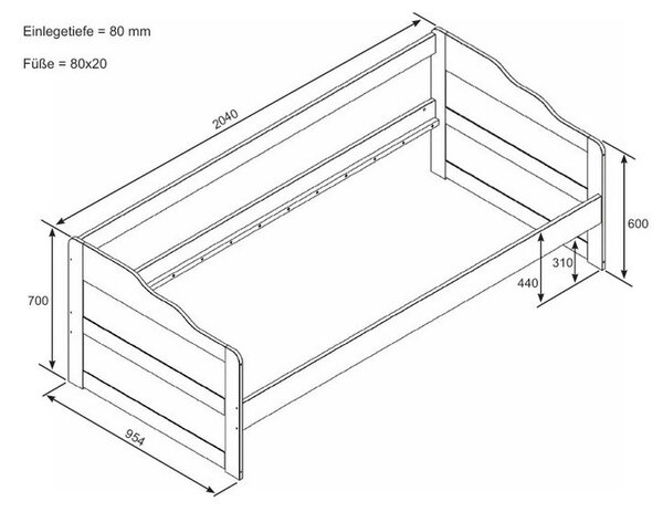 RAZTEGLJIVA POSTELJA 90 cm x 200 cm , bela