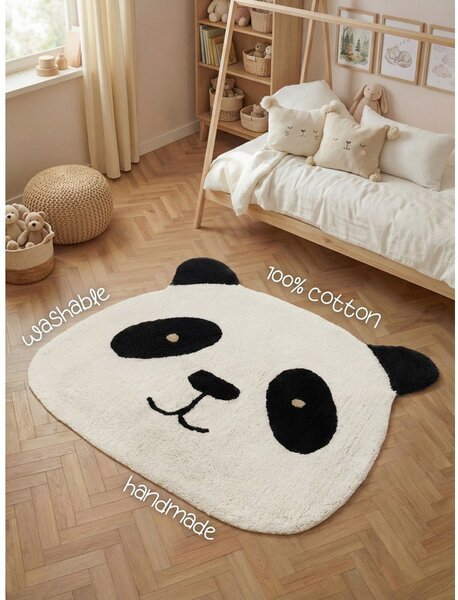 Črna/kremno bela pralna/ročno tkana bombažna otroška preproga 103x120 cm Snuggle Patsy – Hanse Home