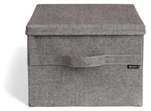 Siva tekstilna škatla za shranjevanje s pokrovom 36x46x25 cm Soft Storage Large – Bigso