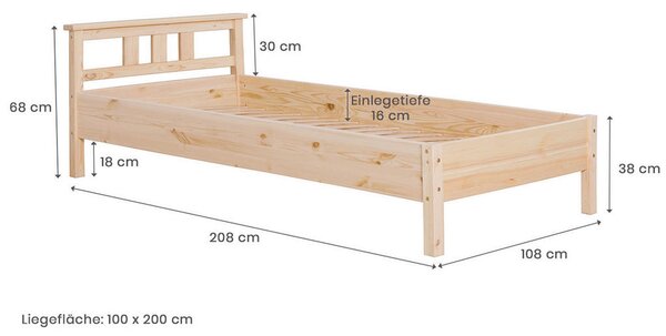 POSTELJA 100 cm x 200 cm , les barve bora