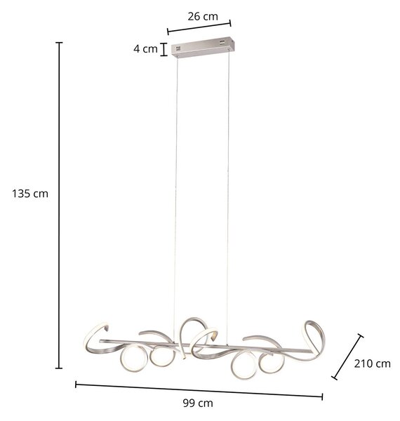 Lindby Zaylee LED viseča svetilka, z možnostjo zatemnitve, srebrna